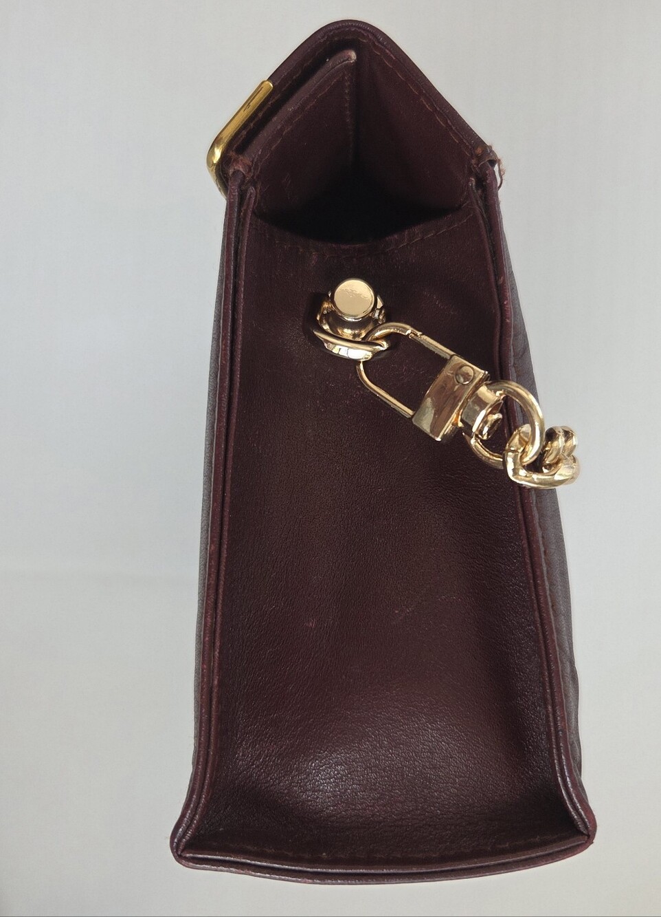 Cartier Must De Cartier Burgundy Leather Chain Pouch with Gold Trim Modified-COA - Picture 2 of 11
